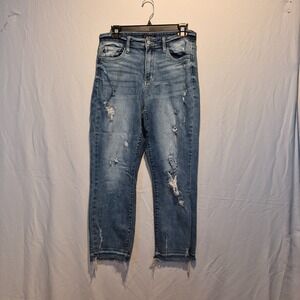 Judy Blue Jeans Womens 9/29 Blue JB82436MD Straight Fit Distressed Raw Hem